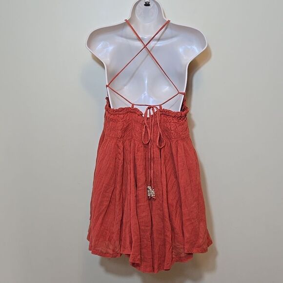 Free People Forever Favorite Mini Dress Cottagecore Boho Gauzy Beach Vacation - Picture 9 of 14